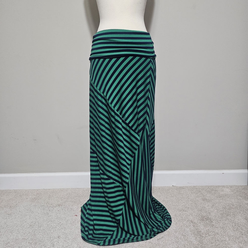 Green Envelope Striped Maxi Skirt M